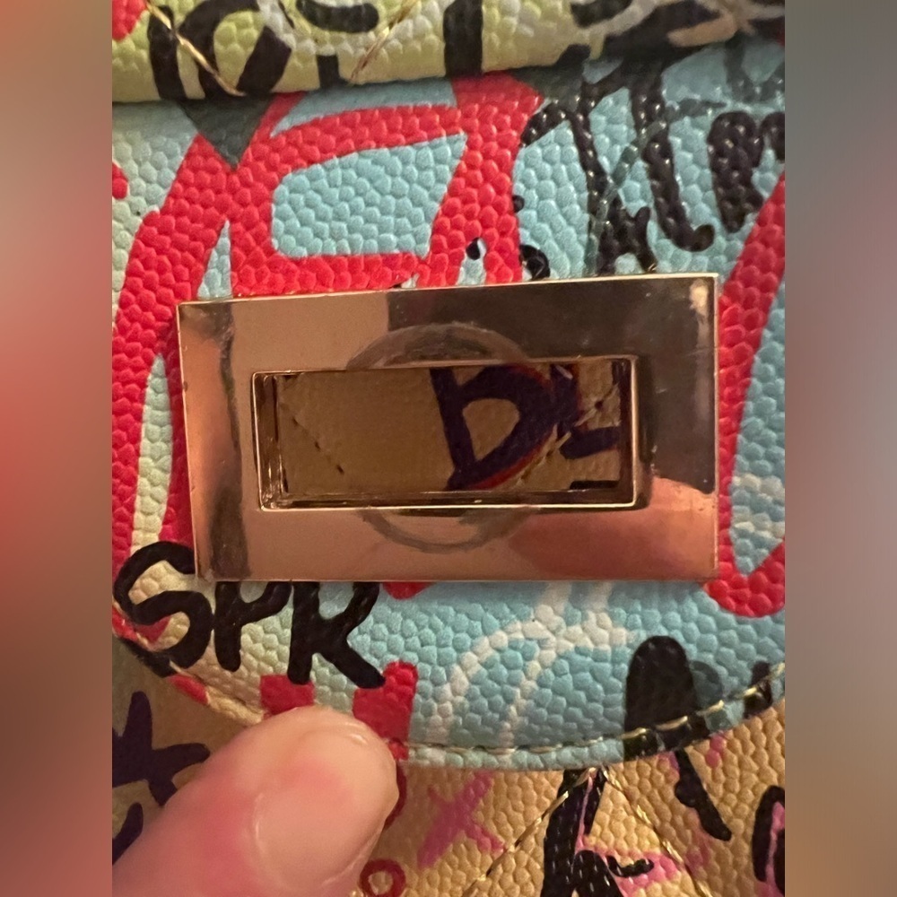 DKNY Paige Quilted Graffiti Crossbody Purse - Picture 12 of 16